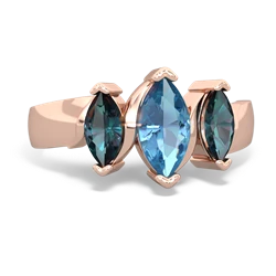 Blue Topaz Three Peeks 14K Rose Gold ring R2433