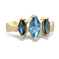 Blue Topaz Three Peeks 14K Yellow Gold ring R2433