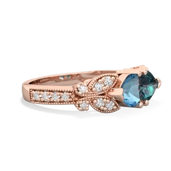 Blue Topaz Diamond Butterflies 14K Rose Gold ring R5601