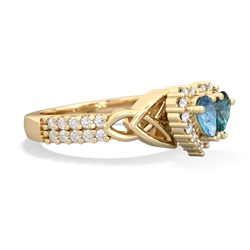 Blue Topaz Celtic Knot Two Hearts As One 14K Yellow Gold ring R2644HRT