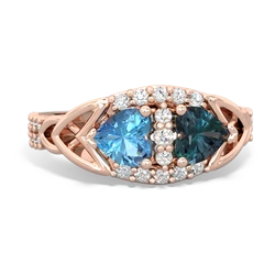 Blue Topaz Sparkling Celtic Knot 14K Rose Gold ring R2645