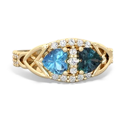 Blue Topaz Sparkling Celtic Knot 14K Yellow Gold ring R2645