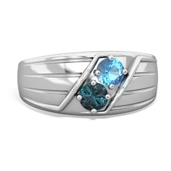 Blue Topaz Men's Streamline 14K White Gold ring R0460