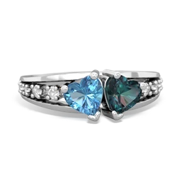 Blue Topaz Heart To Heart 14K White Gold ring R3342