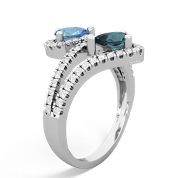 Blue Topaz Diamond Dazzler 14K White Gold ring R3000