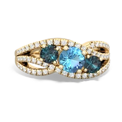 Blue Topaz Three Stone Aurora 14K Yellow Gold ring R3080