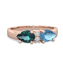 Blue Topaz Pear Bowtie 14K Rose Gold ring R0865