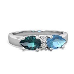 Blue Topaz Pear Bowtie 14K White Gold ring R0865