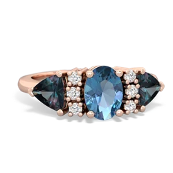 Blue Topaz Antique Style Three Stone 14K Rose Gold ring R2186