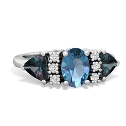 Blue Topaz Antique Style Three Stone 14K White Gold ring R2186