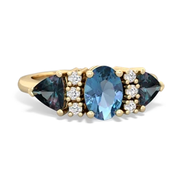 Blue Topaz Antique Style Three Stone 14K Yellow Gold ring R2186