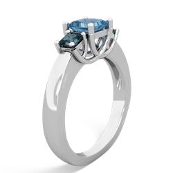 Blue Topaz Three Stone Trellis 14K White Gold ring R4015