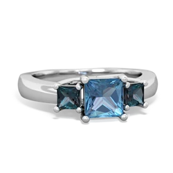 Blue Topaz Three Stone Trellis 14K White Gold ring R4015