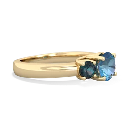 Blue Topaz Three Stone Round Trellis 14K Yellow Gold ring R4018