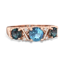 Blue Topaz Hugs And Kisses 14K Rose Gold ring R5016