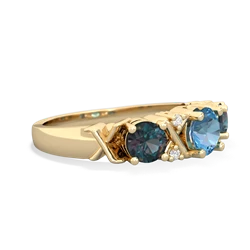 Blue Topaz Hugs And Kisses 14K Yellow Gold ring R5016