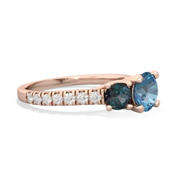 Blue Topaz Pave Trellis 14K Rose Gold ring R5500