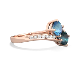 Blue Topaz Channel Set Two Stone 14K Rose Gold ring R5303