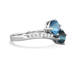 Blue Topaz Channel Set Two Stone 14K White Gold ring R5303