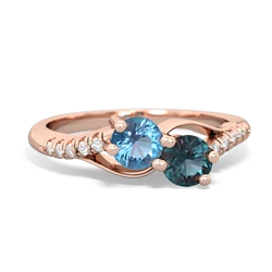 Blue Topaz Infinity Pave Two Stone 14K Rose Gold ring R5285