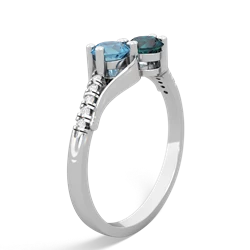 Blue Topaz Infinity Pave Two Stone 14K White Gold ring R5285