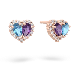 Blue Topaz Halo 14K Rose Gold earrings E7008