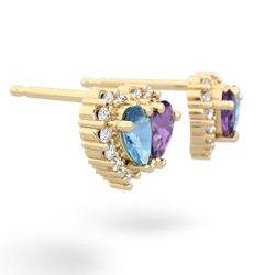 Blue Topaz Halo 14K Yellow Gold earrings E7008