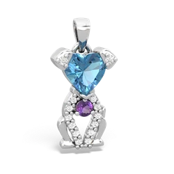 Blue Topaz Puppy Love 14K White Gold pendant P5800