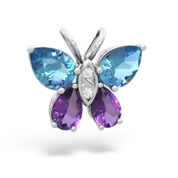 Blue Topaz Butterfly 14K White Gold pendant P2215