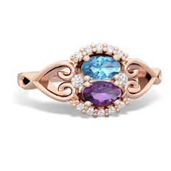 Blue Topaz Love Nest 14K Rose Gold ring R5860