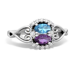 Blue Topaz Love Nest 14K White Gold ring R5860