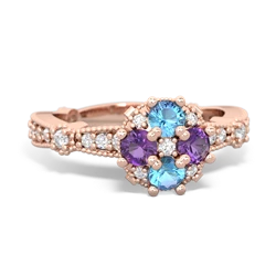 Blue Topaz Sparkling Tiara Cluster 14K Rose Gold ring R26293RD