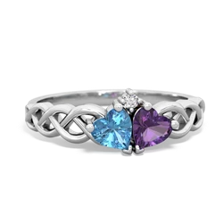 Blue Topaz Heart To Heart Braid 14K White Gold ring R5870