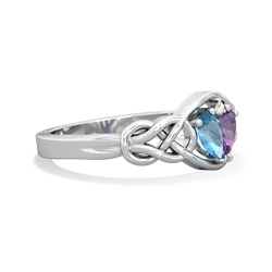 Blue Topaz Celtic Love Knot 14K White Gold ring R5420