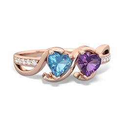 Blue Topaz Side By Side 14K Rose Gold ring R3090