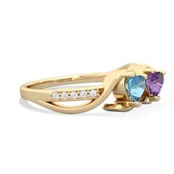 Blue Topaz Side By Side 14K Yellow Gold ring R3090