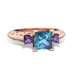 Blue Topaz Eternal Embrace Engagement 14K Rose Gold ring C2001