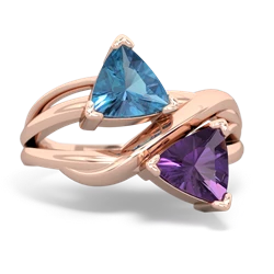 Blue Topaz Split Band Swirl 14K Rose Gold ring R2341