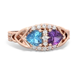 Blue Topaz Sparkling Celtic Knot 14K Rose Gold ring R2645