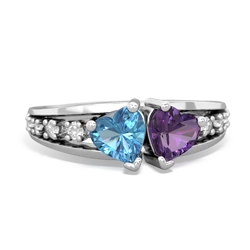 Blue Topaz Heart To Heart 14K White Gold ring R3342