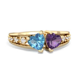 Blue Topaz Heart To Heart 14K Yellow Gold ring R3342