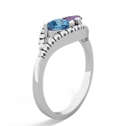 Blue Topaz Mother And Child 14K White Gold ring R3010