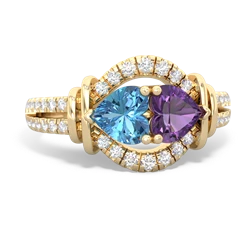 Blue Topaz Art-Deco Keepsake 14K Yellow Gold ring R5630