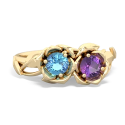 Blue Topaz Rose Garden 14K Yellow Gold ring R5510