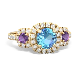 Blue Topaz Regal Halo 14K Yellow Gold ring R5350