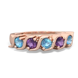 Blue Topaz Anniversary Band 14K Rose Gold ring R2089