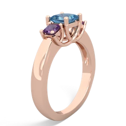 Blue Topaz Three Stone Trellis 14K Rose Gold ring R4015