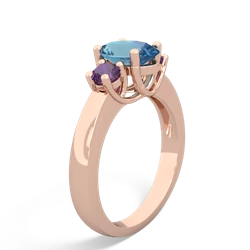 Blue Topaz Three Stone Oval Trellis 14K Rose Gold ring R4024