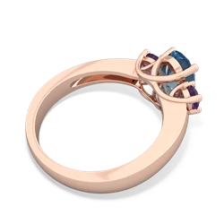 Blue Topaz Three Stone Oval Trellis 14K Rose Gold ring R4024