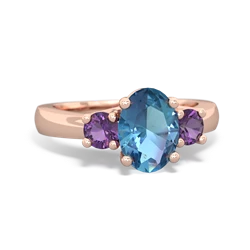 Blue Topaz Three Stone Oval Trellis 14K Rose Gold ring R4024